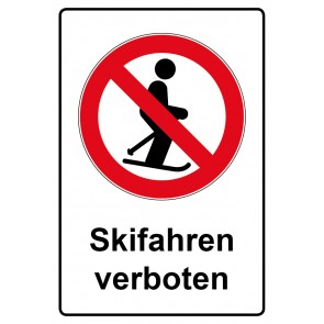 Aufkleber Verbotszeichen Piktogramm & Text deutsch · Skifahren verboten (Verbotsaufkleber)