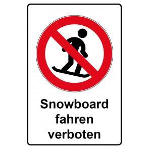 Schild Verbotszeichen Piktogramm & Text deutsch · Snowboard fahren verboten (Verbotsschild)