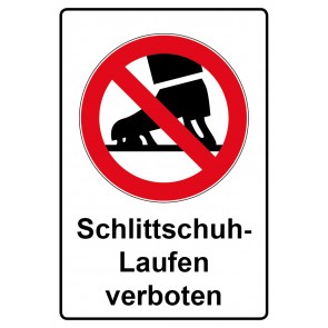 Aufkleber Verbotszeichen Piktogramm & Text deutsch · Schlittschuhe laufen verboten | stark haftend (Verbotsaufkleber)