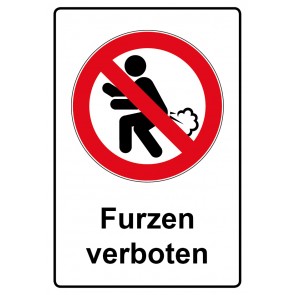 Aufkleber Verbotszeichen Piktogramm & Text deutsch · Furzen verboten | stark haftend (Verbotsaufkleber)