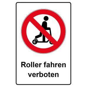 Schild Verbotszeichen Piktogramm & Text deutsch · Roller fahren verboten (Verbotsschild)