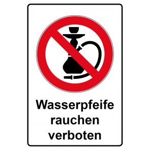 Aufkleber Verbotszeichen Piktogramm & Text deutsch · Wasserpfeife rauchen verboten (Verbotsaufkleber)