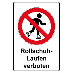 Magnetschild Verbotszeichen Piktogramm & Text deutsch · Rollschuh laufen verboten (Verbotsschild magnetisch · Magnetfolie)