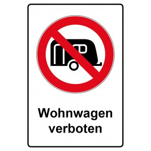 Schild Verbotszeichen Piktogramm & Text deutsch · Wohnwagen verboten (Verbotsschild)