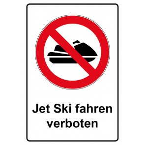 Schild Verbotszeichen Piktogramm & Text deutsch · Jet Ski fahren verboten (Verbotsschild)
