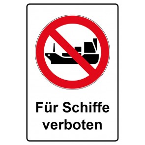 Schild Verbotszeichen Piktogramm & Text deutsch · Für Schiffe verboten (Verbotsschild)