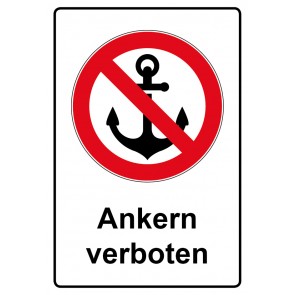 Schild Verbotszeichen Piktogramm & Text deutsch · Ankern verboten (Verbotsschild)