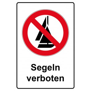 Schild Verbotszeichen Piktogramm & Text deutsch · Segeln verboten | selbstklebend (Verbotsschild)