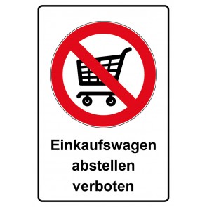 Aufkleber Verbotszeichen Piktogramm & Text deutsch · Einkaufswagen abstellen verboten | stark haftend