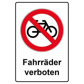 Schild Verbotszeichen Piktogramm & Text deutsch · Fahrräder verboten | selbstklebend (Verbotsschild)