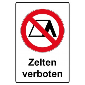 Aufkleber Verbotszeichen Piktogramm & Text deutsch · Zelten verboten | stark haftend (Verbotsaufkleber)
