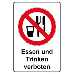 Aufkleber Verbotszeichen Piktogramm & Text deutsch · Essen und Trinken verboten | stark haftend (Verbotsaufkleber)
