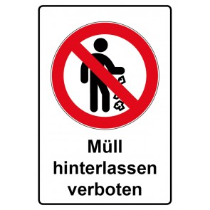 Aufkleber Verbotszeichen Piktogramm & Text deutsch · Müll hinterlassen verboten | stark haftend