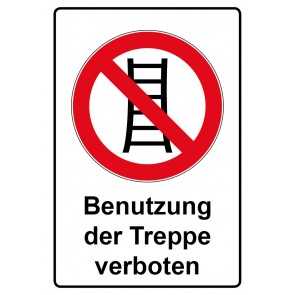 Aufkleber Verbotszeichen Piktogramm & Text deutsch · Benutzung der Treppe verboten | stark haftend (Verbotsaufkleber)