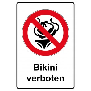 Schild Verbotszeichen Piktogramm & Text deutsch · Bikini verboten | selbstklebend (Verbotsschild)