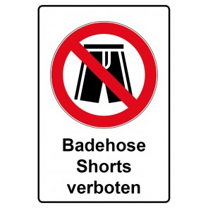 Aufkleber Verbotszeichen Piktogramm & Text deutsch · Badehose Shorts verboten (Verbotsaufkleber)