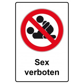 Schild Verbotszeichen Piktogramm & Text deutsch · Sex verboten (Verbotsschild)