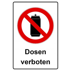 Schild Verbotszeichen Piktogramm & Text deutsch · Dosen verboten | selbstklebend (Verbotsschild)