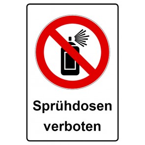 Schild Verbotszeichen Piktogramm & Text deutsch · Sprühdosen verboten | selbstklebend (Verbotsschild)