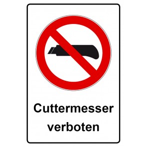 Schild Verbotszeichen Piktogramm & Text deutsch · Cuttermesser verboten (Verbotsschild)