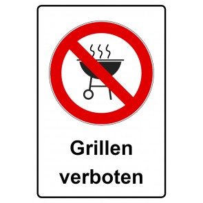 Schild Verbotszeichen Piktogramm & Text deutsch · Grillen verboten | selbstklebend