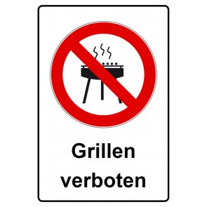 Schild Verbotszeichen Piktogramm & Text deutsch · Grillen verboten / Grillverbot | selbstklebend (Verbotsschild)