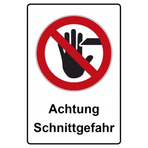 Schild Verbotszeichen Piktogramm & Text deutsch · Achtung Schnittgefahr | selbstklebend (Verbotsschild)
