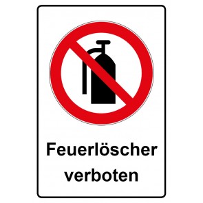 Schild Verbotszeichen Piktogramm & Text deutsch · Feuerlöscher verboten | selbstklebend