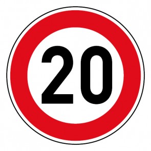 Schild Geschwindigkeitszeichen Tempo Limit 20 km/h Schild | selbstklebend