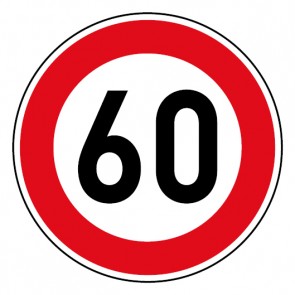 Schild Geschwindigkeitszeichen Tempo Limit 60 km/h Schild | selbstklebend