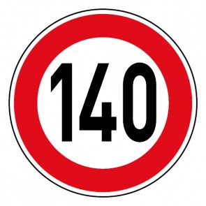 Schild Geschwindigkeitszeichen Tempo Limit 140 km/h Schild | selbstklebend