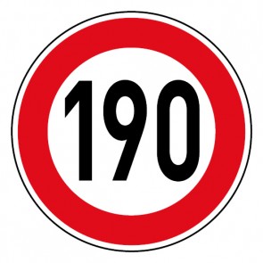 Schild Geschwindigkeitszeichen Tempo Limit 190 km/h Schild | selbstklebend