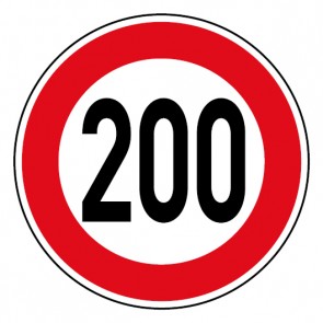 Geschwindigkeitsszeichen Tempo Limit 200 km/h Schild · Magnetschild - Magnetfolie