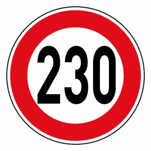 Schild Geschwindigkeitszeichen Tempo Limit 230 km/h Schild | selbstklebend
