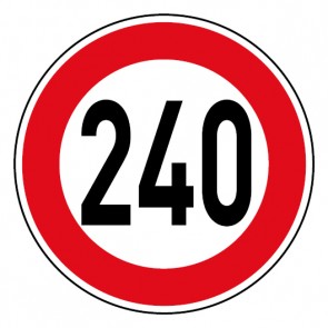 Schild Geschwindigkeitszeichen Tempo Limit 240 km/h Schild | selbstklebend