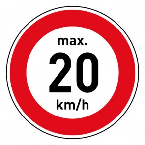 Schild Geschwindigkeitszeichen Tempolimit max. 20 km/h | selbstklebend