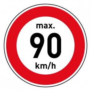 Schild Geschwindigkeitszeichen Tempolimit max. 90 km/h | selbstklebend
