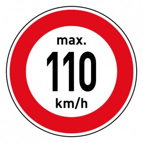 Geschwindigkeitszeichen Tempolimit max. 110 km/h · Magnetschild - Magnetfolie