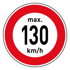 Geschwindigkeitszeichen Tempolimit max. 130 km/h · Magnetschild - Magnetfolie