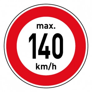 Schild · Geschwindigkeitszeichen Tempolimit max. 140 km/h