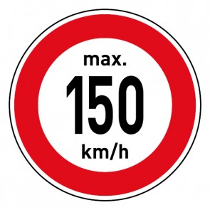 Aufkleber Geschwindigkeitszeichen Tempolimit max. 150 km/h