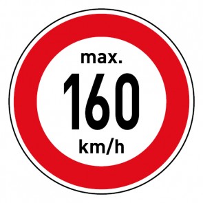 Schild Geschwindigkeitszeichen Tempolimit max. 160 km/h | selbstklebend