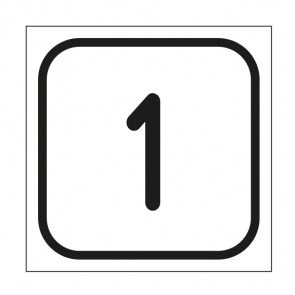 Aufkleber Zahlen-Set "1-1" | viereckig · weiß | stark haftend