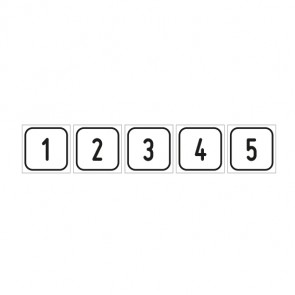 Aufkleber Zahlen-Set "1-5" | viereckig · schwarz / weiß
