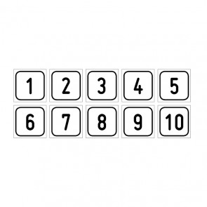 Aufkleber Zahlen-Set "1-10" viereckig  | stark haftend