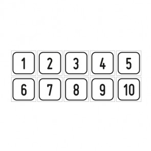 Aufkleber Zahlen-Set "1-10" | viereckig · schwarz / weiß