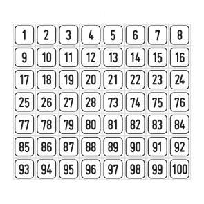 Aufkleber Zahlen-Set "1-100" · viereckig - schwarz / weiß | stark haftend