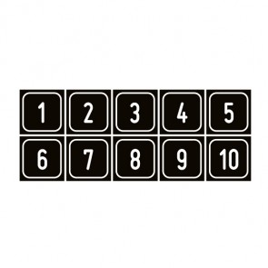 Schilder Zahlen-Set "1-10" · viereckig - weiß / schwarz