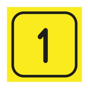 Schilder Zahlen-Set "1-1" · viereckig - schwarz / gelb | selbstklebend