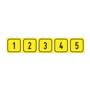 Aufkleber Zahlen-Set "1-5" · viereckig - schwarz / gelb